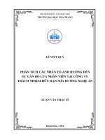 Phân tích các nhân tố ảnh hưởng đến sự gắn bó của nhân viên tại công ty trách nhiệm hữu hạn mía đường nghệ an