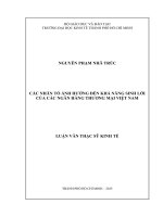 CÁC NHÂN TỐ ẢNH HƯỞNG ĐẾN KHẢ NĂNG SINH LỜI CỦA CÁC NGÂN HÀNG THƯƠNG MẠI VIỆT NAM