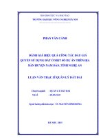 Đánh giá hiệu quả công tác đấu giá quyền sử dụng đất ở một số dự án trên địa bàn huyện Nam Đàn, tỉnh Nghệ An