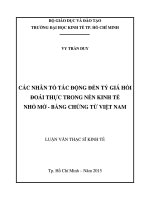 Các nhân tố tác động đến tỷ giá hối đoái thực trong nền kinh tế nhỏ mở   bằng chứng từ việt nam