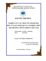 Nghiên cứu các nhân tố ảnh hưởng đến tỷ suất sinh lợi của cổ phiếu trên thị trường chứng khoán việt nam