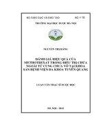 Đánh giá hiệu quả của methotrexat trong điều trị chửa ngoài tử cung chưa vỡ tại khoa sản bệnh viện đa khoa tuyên quang
