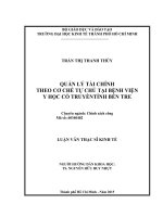 Quản lý tài chính theo cơ chế tự chủ tại bệnh viện y học cổ truyền tỉnh bến tre