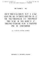Luận án tiến sĩ: Duy trì và chuyển tải các giá trị kiến trúc đô thị đặc trưng trong bối cảnh phát triển mở rộng khu vực trung tâm hiện hữu Thành phố Hồ Chí Minh