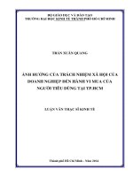 Ảnh hưởng của trách nhiệm xã hội của doanh nghiệp đến hành vi mua của người tiêu dùng tại TP  hồ chí minh
