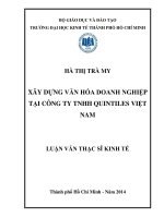 Xây dựng văn hóa doanh nghiệp tại công ty TNHH Quintiles Việt Nam