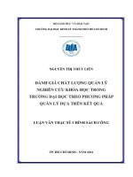 Đánh giá chất lượng quản lý nghiên cứu khoa học trong trường đại học theo phương pháp quản lý dựa trên kết quả