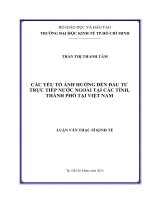 Các yếu tố ảnh hưởng đến đầu tư trực tiếp nước ngoài tại các tỉnh, thành phố tại việt nam