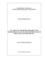 Các nhân tố ảnh hưởng đến khả năng thanh khoản ngân hàng thương mại cổ phần việt nam thương tín