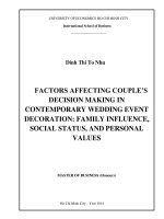 Factors afecting couples decision amking in comtemporary wedding event decoration