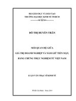 Mối quan hệ giữa giá trị doanh nghiệp và nắm giữ tiền mặt, bằng chứng thực nghiệm từ việt nam