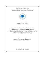 Tác động của tính thành khoản đến tỷ suất sinh lợi của các công ty ngành hàng tiêu dùng trên TTCK việt nam