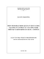 phân tích hoạt động quản lý chất lượng tại công ty Cổ phần tư vấn Công nghệ Thiết bị và Kiểm định xây dựng – CONINCO