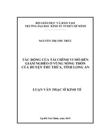 Tác động của tài chính vi mô đến giảm nghèo ở vùng nông thôn của huyện Thủ Thừa, tỉnh Long An