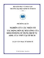 Nghiên cứu các nhân tố tác động đến sự hài lòng của khách hàng sử dụng dịch vụ ADSL của VNPT tại thành phố hồ chí minh