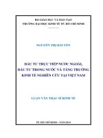 Đầu tư trực tiếp nước ngoài, đầu tư trong nước và tăng trưởng kinh tế nghiên cứu tại việt nam