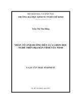 Nhân tố ảnh hưởng đến lựa chọn học nghề trên địa bàn tỉnh tây ninh