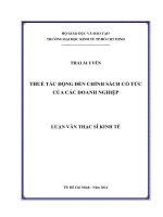 Thuế tác động đến chính sách cổ tức của các doanh nghiệp