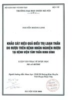 Khảo sát hiệu quả điều trị loạn thần do rượu trên bệnh nhân nghiện rượu tại bệnh viện tâm thần ninh bình