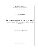 Các nhân tố ảnh hưởng tới kết quả IPO của các doanh nghiệp trên thị trường chứng khoán việt nam