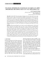 Ứng Dụng Mô Hình SWAT Đánh Giá Tác Động Của Biến Đổi Khí Hậu Đến Dòng Chảy Lưu Vực Sông Đồng Nai