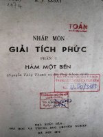 Nhập môn giải tích phức tập 1,hàm một biến