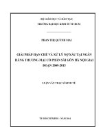 Giải pháp hạn chế và xử lý nợ xấu tại Ngân hàng thương mại cổ phần Sài Gòn - Hà Nội giai đoạn 2009 - 2013 Luận văn thạc sĩ Đại học Kinh tế TP.HCM, 2014