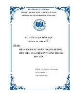 Tiểu luận môn hành vi tổ chức Phân tích các yếu tố ảnh hưởng đến quá trình truyền thông
