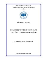 Hoàn thiện dự toán ngân sách tại công ty TNHH Hưng Đông Luận văn thạc sĩ  2014