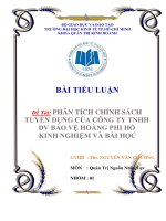 Tiểu luận phân tích chính sách tuyển dụng của công ty TNHH DV bảo vệ hoàng phi hổ   kinh nghiệm và bài học