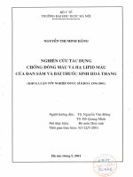Nghiên cứu tác dụng chống đông máu và hạ lipid máu của đan sâm và bài thuốc sinh hóa thang