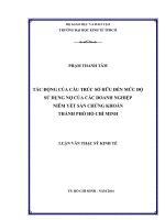 Luận văn thạc sĩ Tác động của cấu trúc sở hữu đến mức độ sử dụng nợ của các doanh nghiệp niêm yết sàn chứng khoán thành phố Hồ Chí Minh