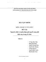 Tiểu luận môn hành vi tổ chức Nguyên nhân và giải pháp giải quyết xung đột hiện nay trong tổ chức