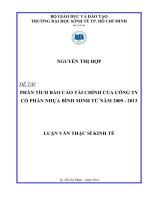 PHÂN TÍCH BÁO CÁO TÀI CHÍNH CÔNG TY CỔ PHẦN NHỰA BÌNH MINH TỪ NĂM 2009 - 2013.