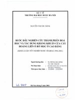 Bước đầu nghiên cứu thành phần hóa học và tác dụng kháng khuẩn của cây hoàng liên ô rô mọc ở cao bằng