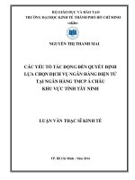 Các yếu tố tác động đến quyết định lựa chọn dịch vụ ngân hàng điện tử tại ngân hàng TMCP á châu khu vực tỉnh Tây Ninh  Luận văn thạc sĩ