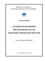 Các nhân tố ảnh hưởng đến lợi nhuận của các Ngân hàng thương mại Việt Nam  Luận văn thạc sĩ Đại học Kinh tế TP.HCM, 2014