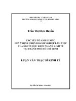 Các yếu tố ảnh hưởng đến ý định chọn doanh nghiệp làm việc của người học khối ngành kinh tế tại TP. Hồ Chí Minh  Luận văn thạc sĩ