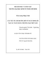 Các yếu tố ảnh hưởng đến tỷ suất sinh lời tại các ngân hàng thương mại Việt Nam  Luận văn thạc sĩ Đại học Kinh tế TP.HCM, 2014