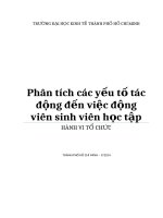 Tiểu luận môn hành vi tổ chức Phân tích các yếu tố tác động đến việc động viên sinh viên học tập