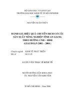 Đánh giá hiệu quả chuyển dịch cơ cấu sản xuất nông nghiệp tỉnh An Giang theo hướng CNH-HĐH (giai đoạn 2001-2004)  Luận văn thạc sĩ