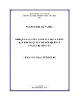 Mối quan hệ giữa giám sát ngân hàng, tập trung quyền sở hữu quản lý và giá trị công ty  Luận văn thạc sĩ  2014