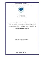 Ảnh hưởng của cảm nhận về hoạt động trách nhiệm xã hội doanh nghiệp ngành hàng tiêu dùng đến dự định mua lại của học viên cao học tại thành phố Hồ Chí Minh