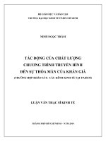 Tác động của chất lượng chương trình truyền hình đến sự thỏa mãn của khán giả  Luận văn thạc sĩ