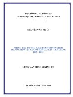 Các nhân tố tác động đến thoát nghèo trường hợp tại xã Cẩm Sơn - Cai Lậy - Tiền Giang 2007- 2013  Luận văn thạc sĩ  2014