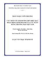 Luận văn thạc sĩ Các nhân tố ảnh hưởng đến hiệu quả hoạt động kinh doanh của ngân hàng thương mại Việt Nam