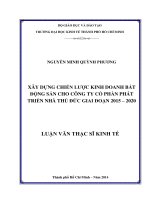 Xây dựng chiến lược kinh doanh bất động sản cho công ty cổ phần phát triển nhà Thủ Đức giai đọan 2015 - 2020 Luận văn thạc sĩ
