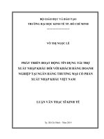 Phát triển hoạt động tín dụng tài trợ xuất nhập khẩu đối với khách hàng doanh nghiệp tại ngân hàng TMCP xuất nhập khẩu Việt Nam