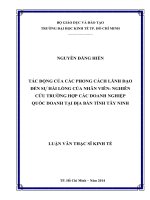 TÁC ĐỘNG CỦA PHONG CÁCH LÃNH ĐẠO ĐẾN SỰ HÀI LÒNG CỦA NHÂN VIỆN NGHIÊN CỨU TRƯỜNG HỢP CÁC DOANH NGHIỆP QUỐC DOANH TẠI ĐỊA BÀN TỈNH TÂY NINH.PDF
