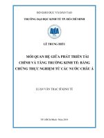 MỐI QUAN HỆ GIỮA PHÁT TRIỂN TÀI CHÍNH VÀ TĂNG TRƯỞNG KINH TẾ BẰNG CHỨNG THỰC NGHIỆM TỪ CÁC NƯỚC CHÂU Á  LUẬN VĂN THẠC SĨ